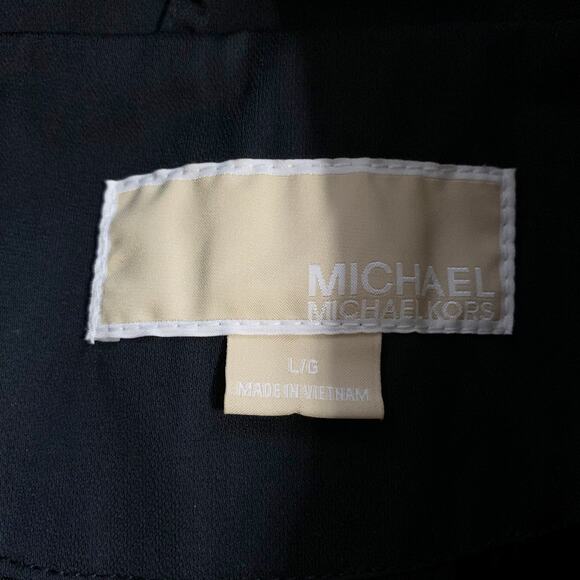 Michael Michael Kors Mid Length Trench Coat Black Belt Button Front Women's L - Picture 9 of 12